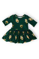 Mila & Rose ® Baylor Green Bear 3/4 Sleeve Twirl Bodysuit - 
