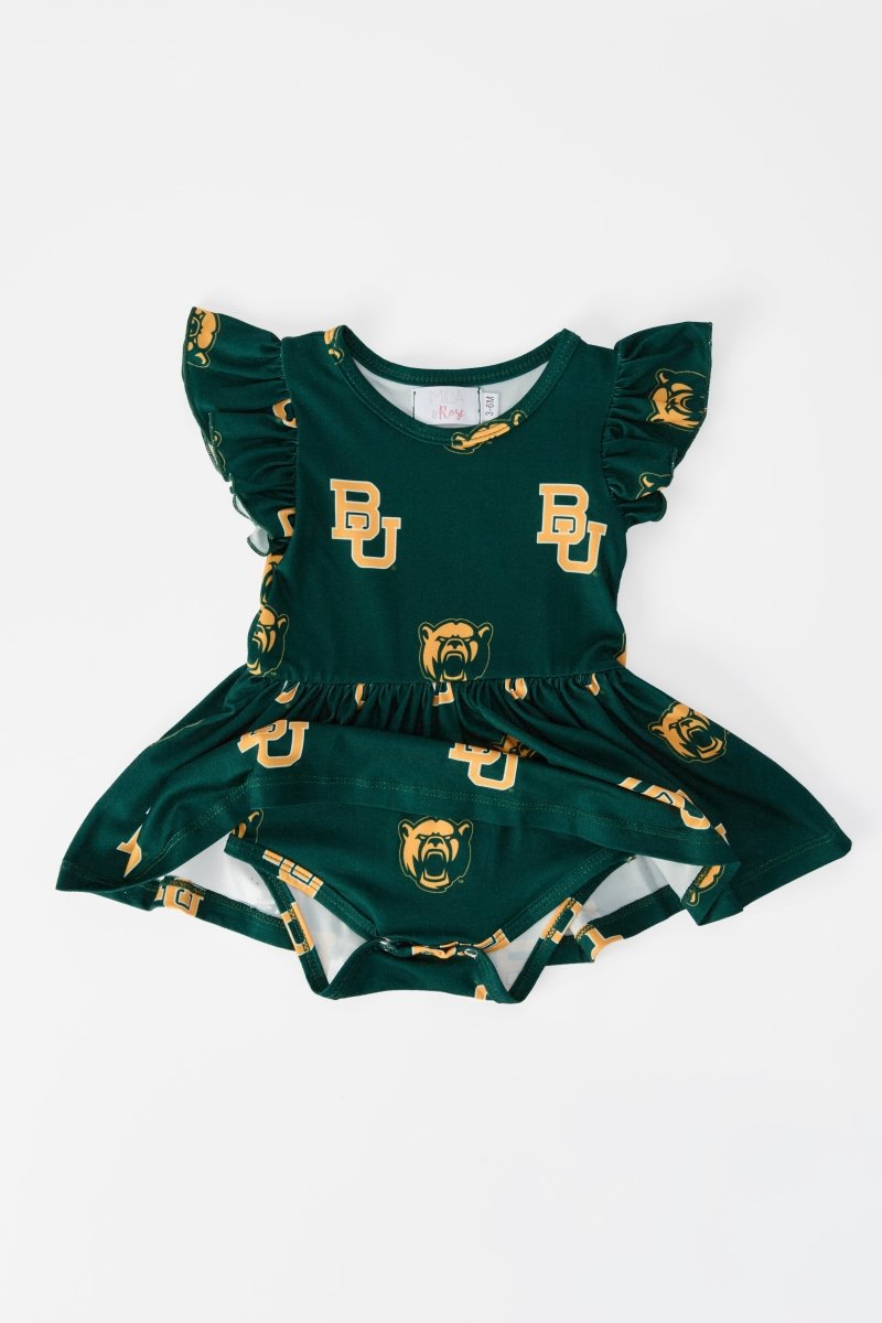 Mila & Rose ® Baylor Green Bear Flutter Twirl Bodysuit - 