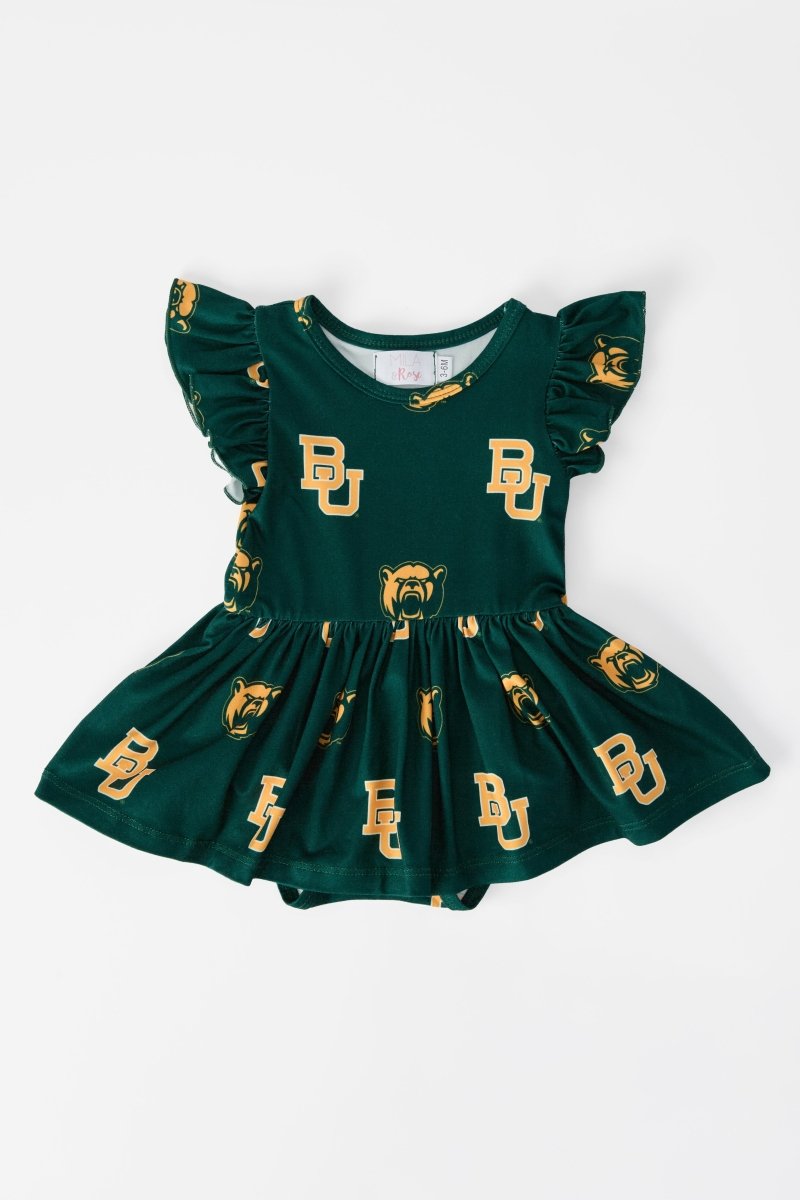 Mila & Rose ® Baylor Green Bear Flutter Twirl Bodysuit - 
