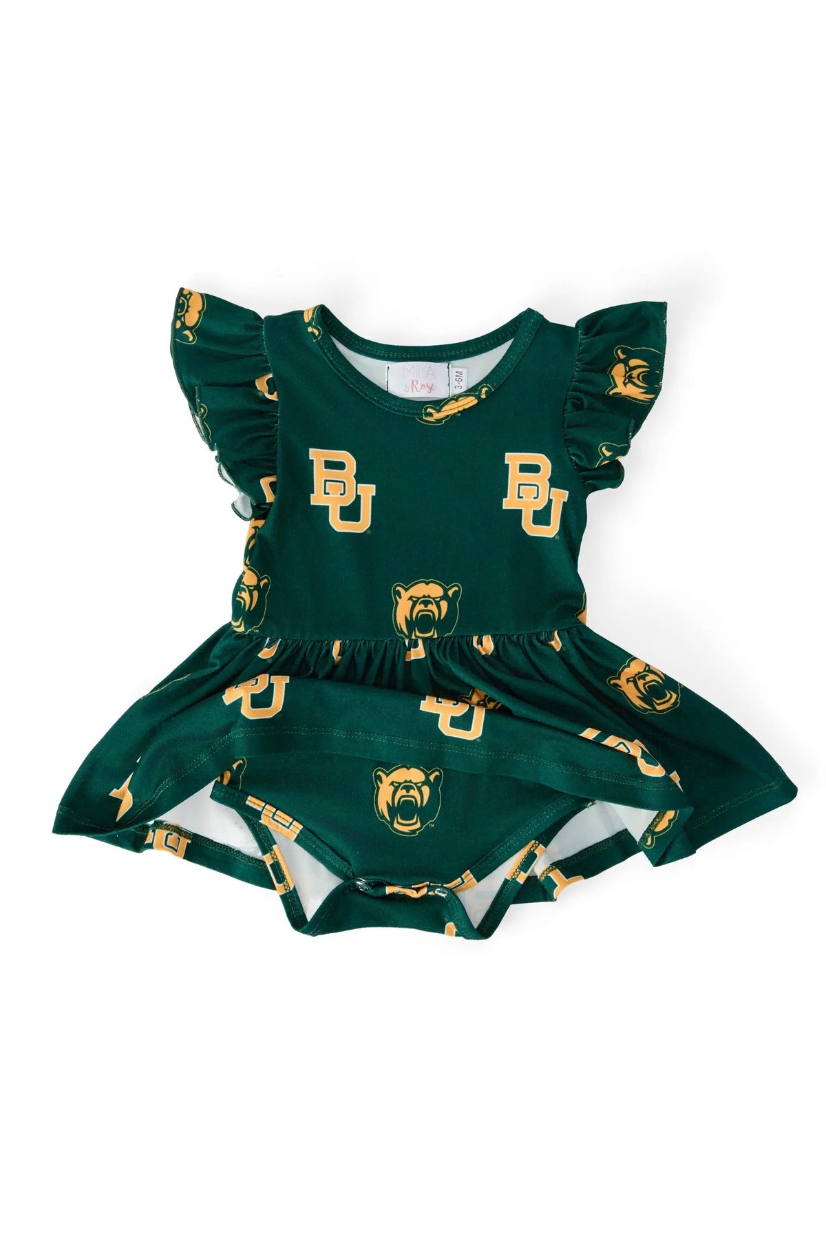 Mila & Rose ® Baylor Green Bear Flutter Twirl Bodysuit - 