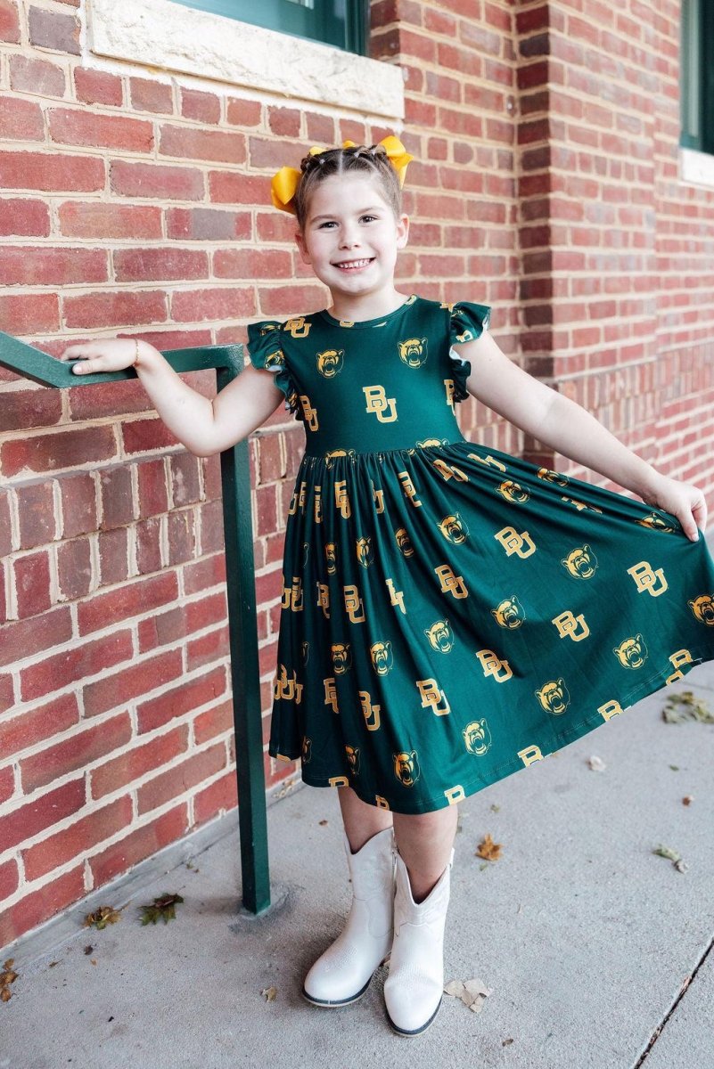 Mila & Rose ® Baylor Green Bear Flutter Twirl Dress - 