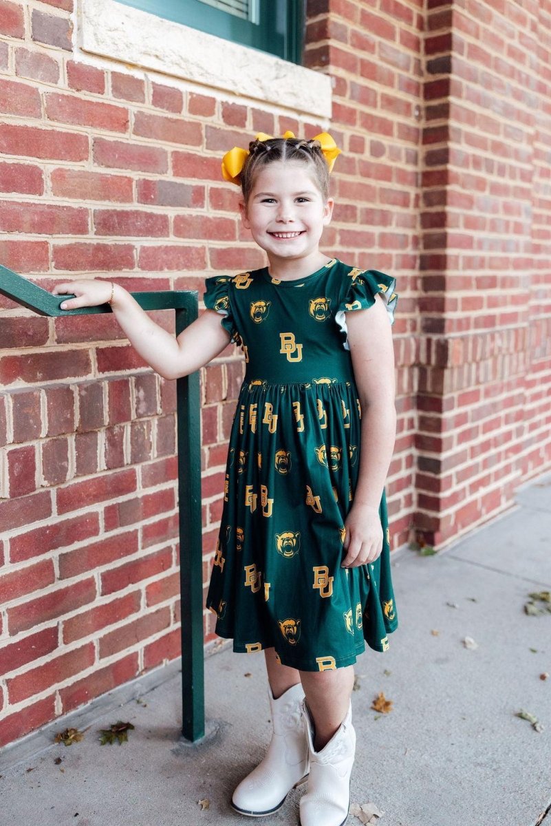 Mila & Rose ® Baylor Green Bear Flutter Twirl Dress - 