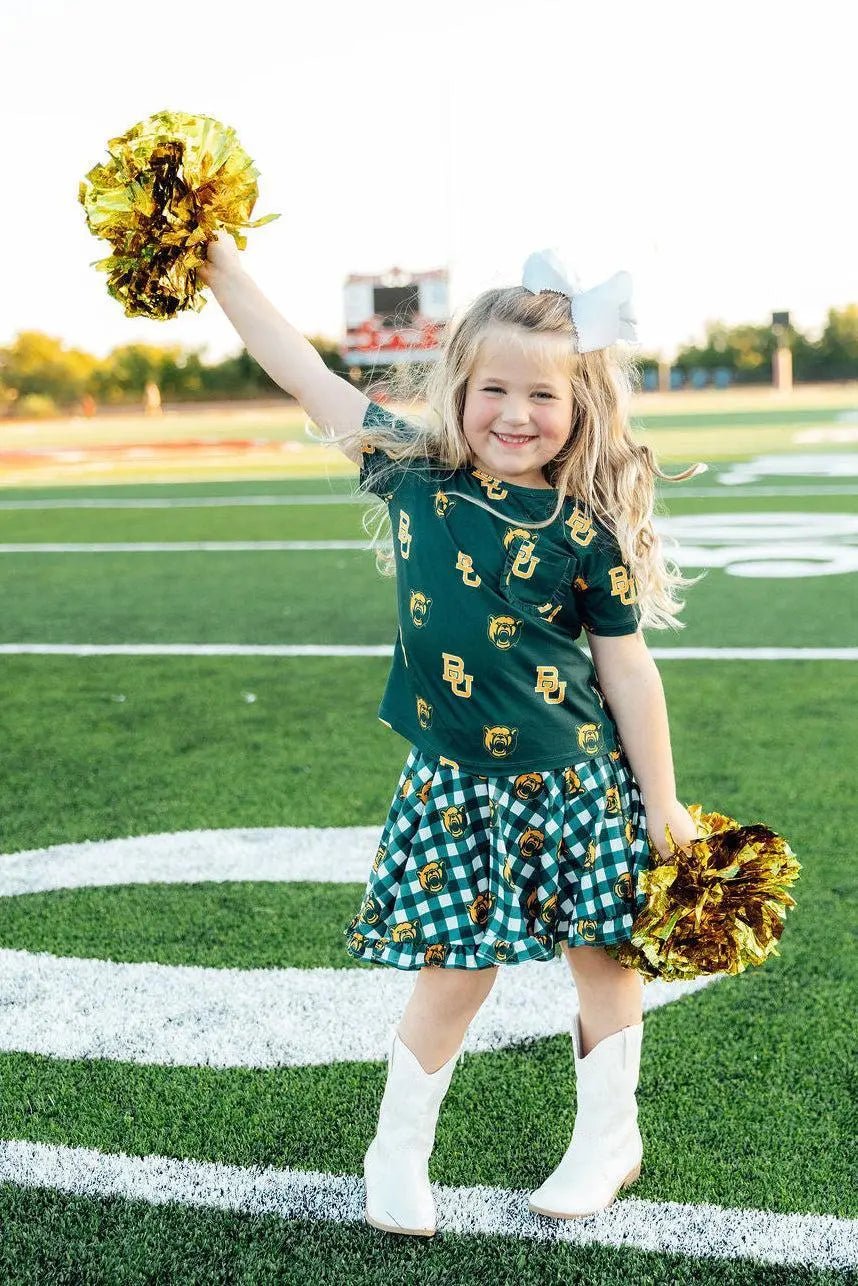 Mila & Rose ® Baylor Green Bear Ruffle Pocket Tee - 