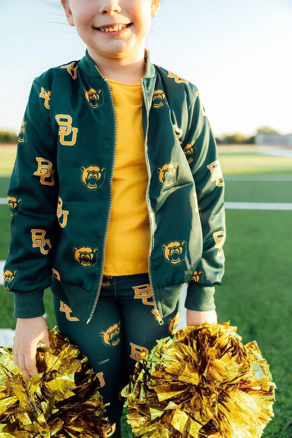 Baylor Green Bear Satin Jacket - Sleeve, Yellow, Baby & Toddler Clothing, Child, Child model | Everetts Place