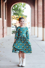 Mila & Rose ® Baylor Plaid Bear 3/4 Sleeve Pocket Twirl Dress - 