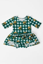 Mila & Rose ® Baylor Plaid Bear 3/4 Sleeve Twirl Bodysuit - 