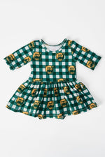 Mila & Rose ® Baylor Plaid Bear 3/4 Sleeve Twirl Bodysuit - 