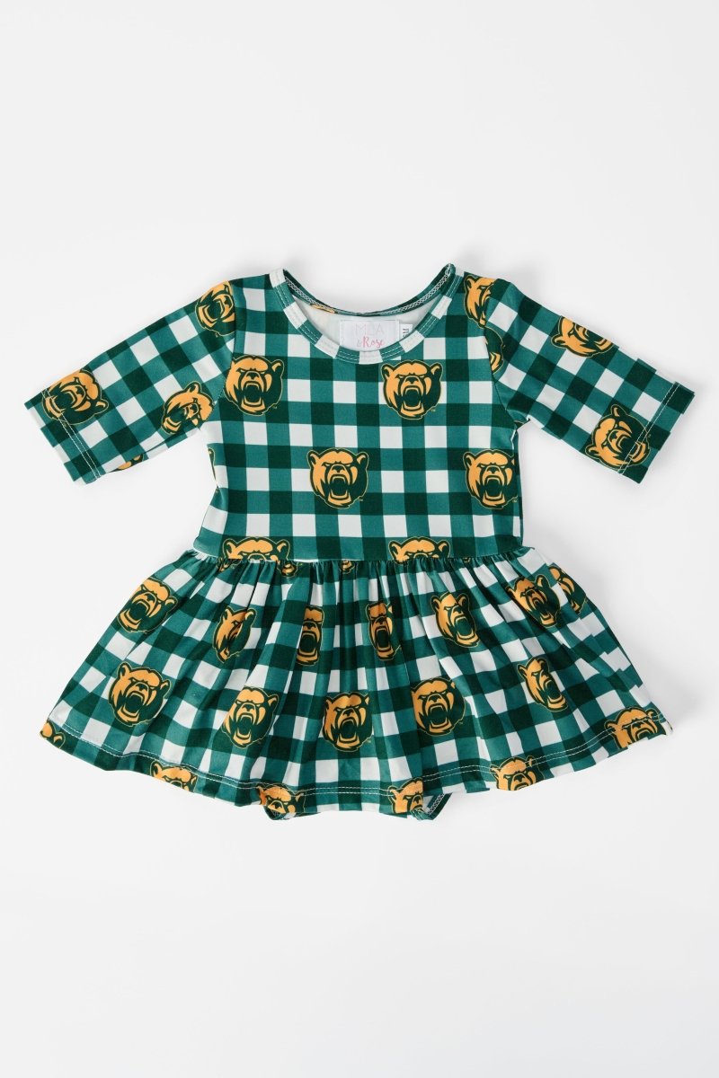 Mila & Rose ® Baylor Plaid Bear 3/4 Sleeve Twirl Bodysuit - 
