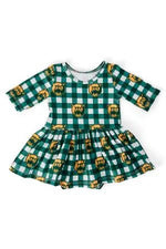 Mila & Rose ® Baylor Plaid Bear 3/4 Sleeve Twirl Bodysuit - 
