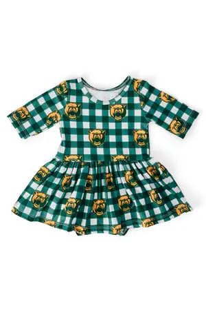 Mila & Rose ® Baylor Plaid Bear 3/4 Sleeve Twirl Bodysuit - 