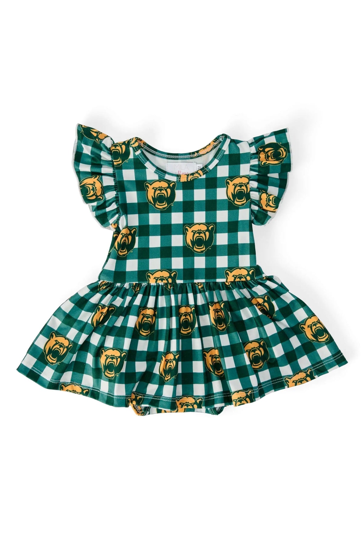 Mila & Rose ® Baylor Plaid Bear Flutter Twirl Bodysuit - 