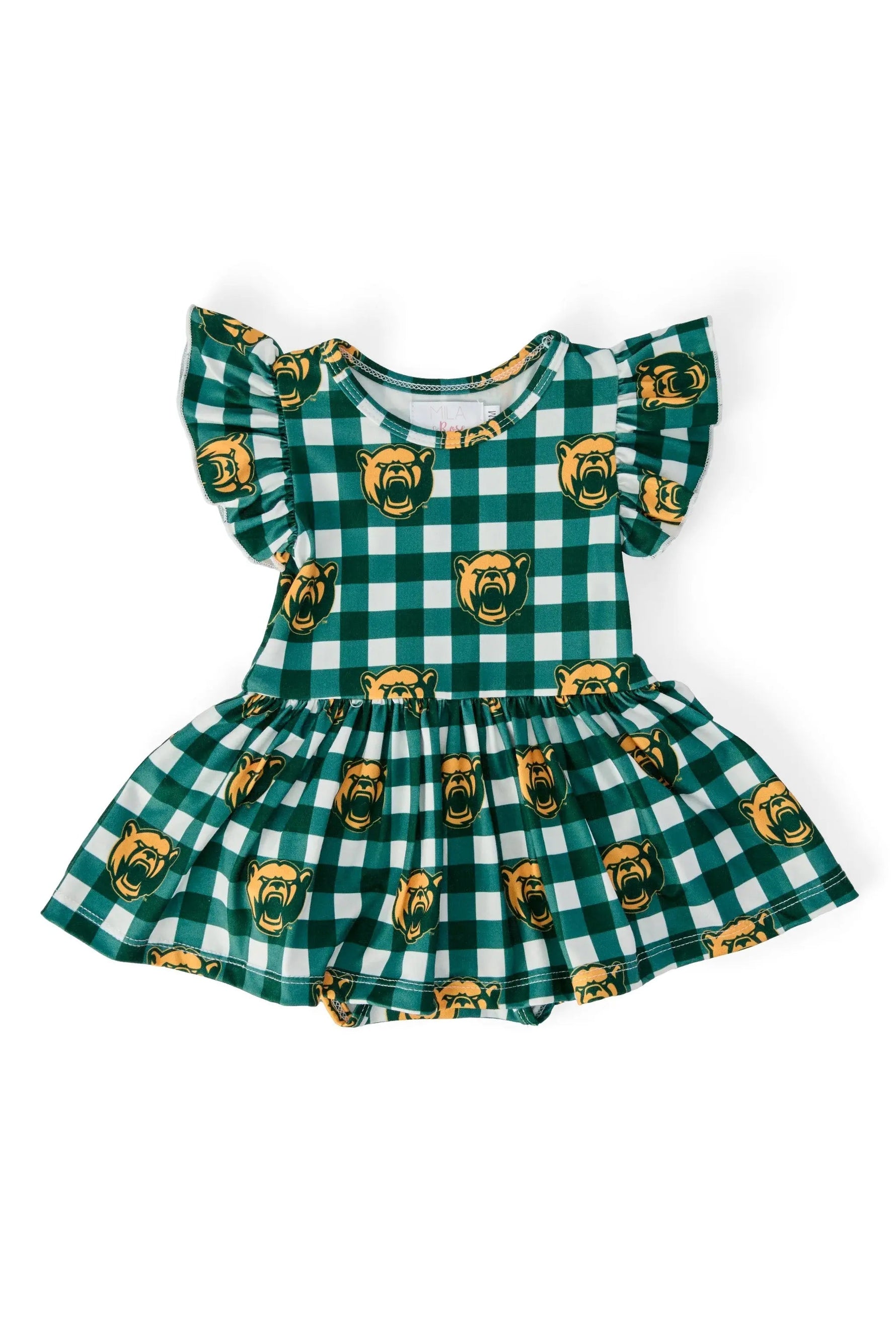 Mila & Rose ® Baylor Plaid Bear Flutter Twirl Bodysuit - 