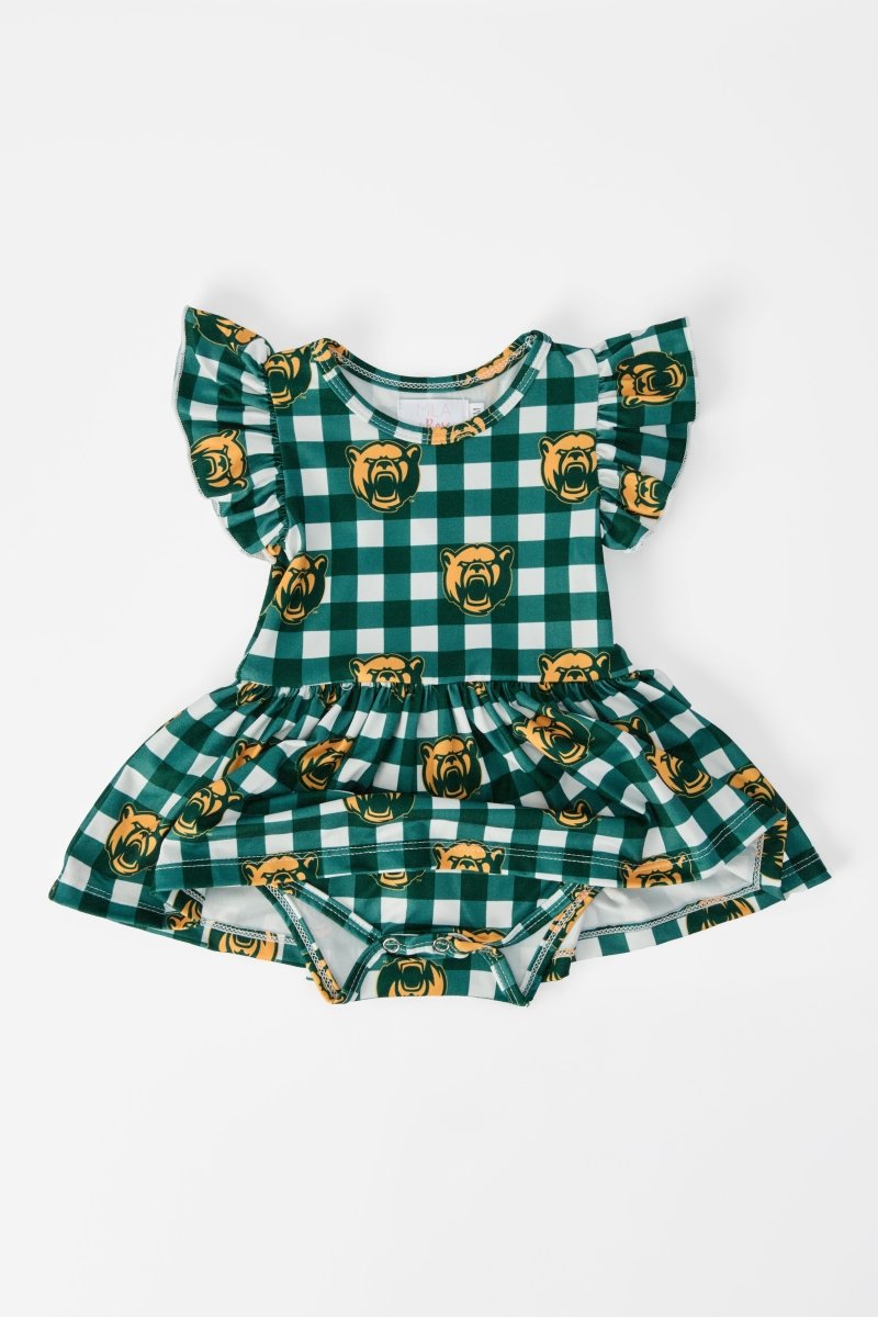 Mila & Rose ® Baylor Plaid Bear Flutter Twirl Bodysuit - 