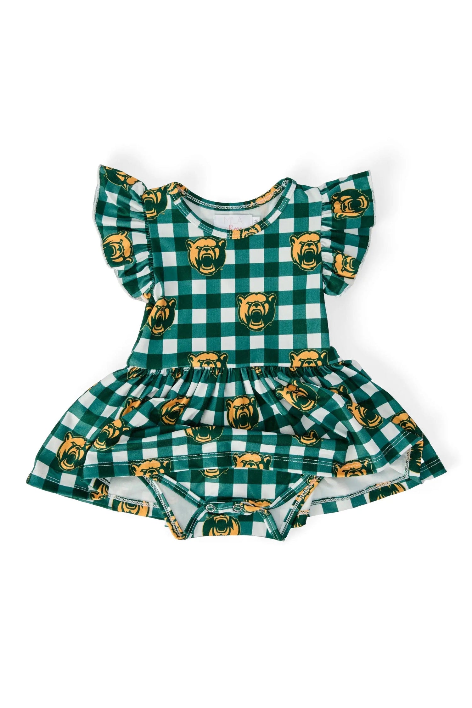 Mila & Rose ® Baylor Plaid Bear Flutter Twirl Bodysuit - 