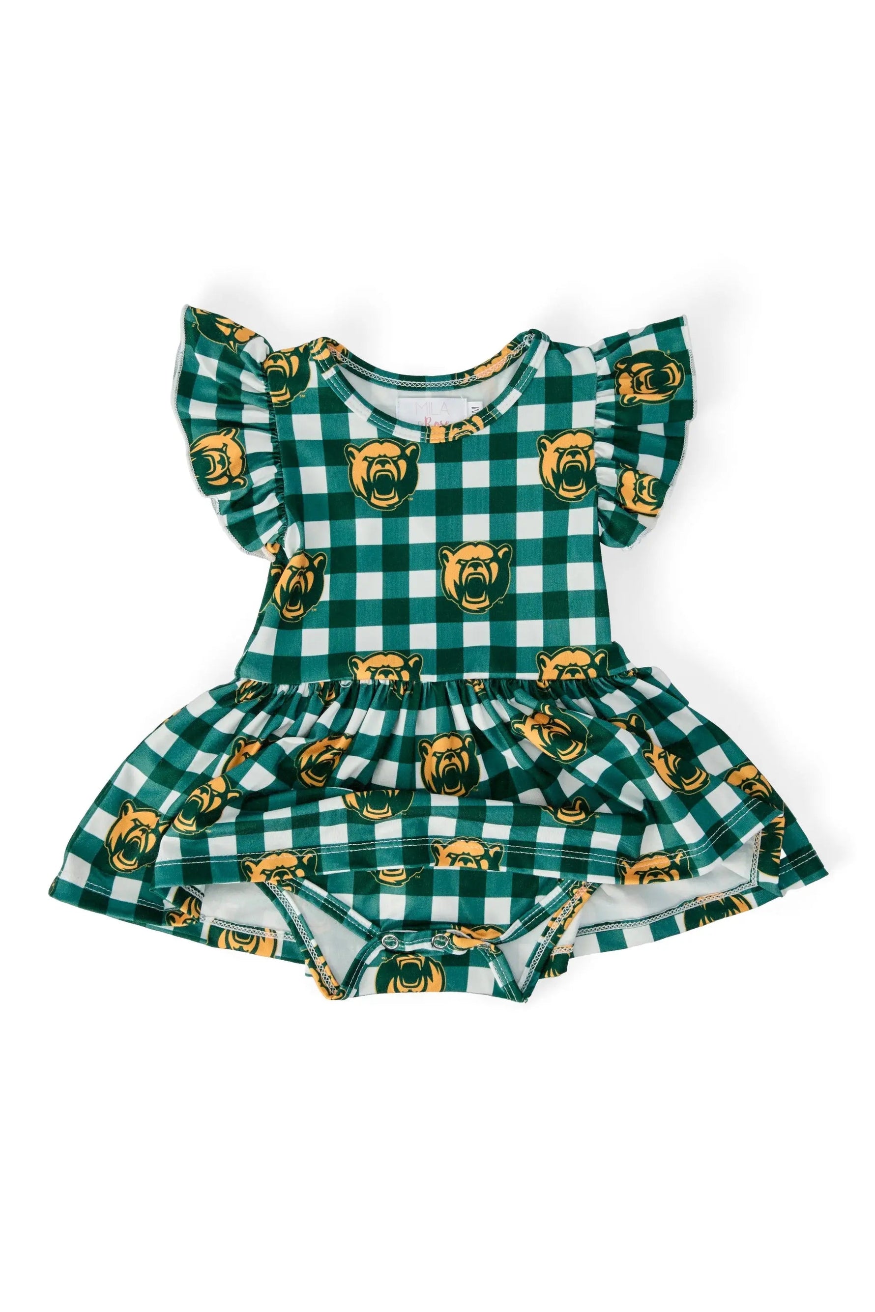 Mila & Rose ® Baylor Plaid Bear Flutter Twirl Bodysuit - 