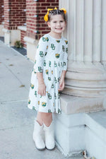 Mila & Rose ® Baylor White Bear 3/4 Sleeve Pocket Twirl Dress - 