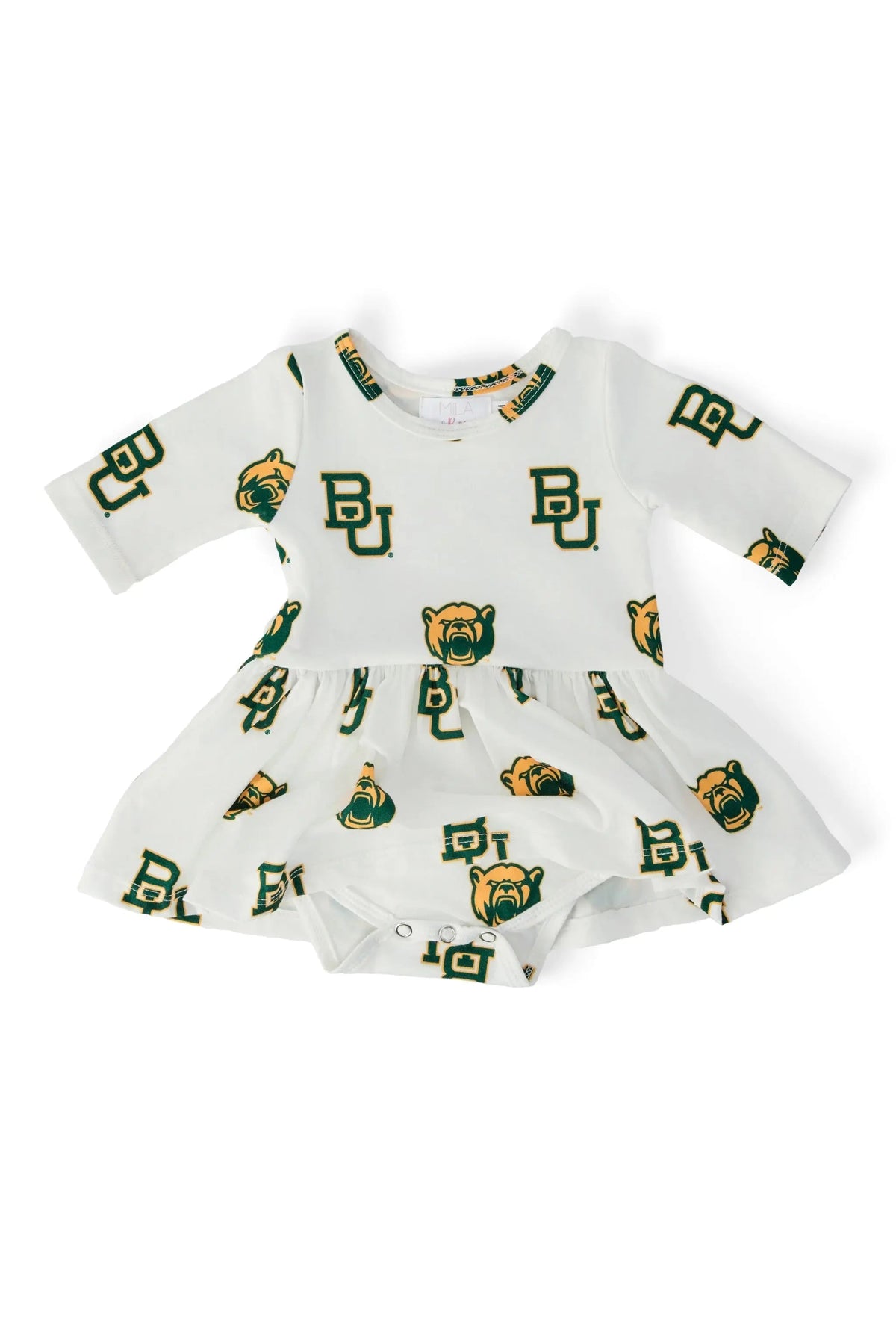 Mila & Rose ® Baylor White Bear 3/4 Sleeve Twirl Bodysuit - 