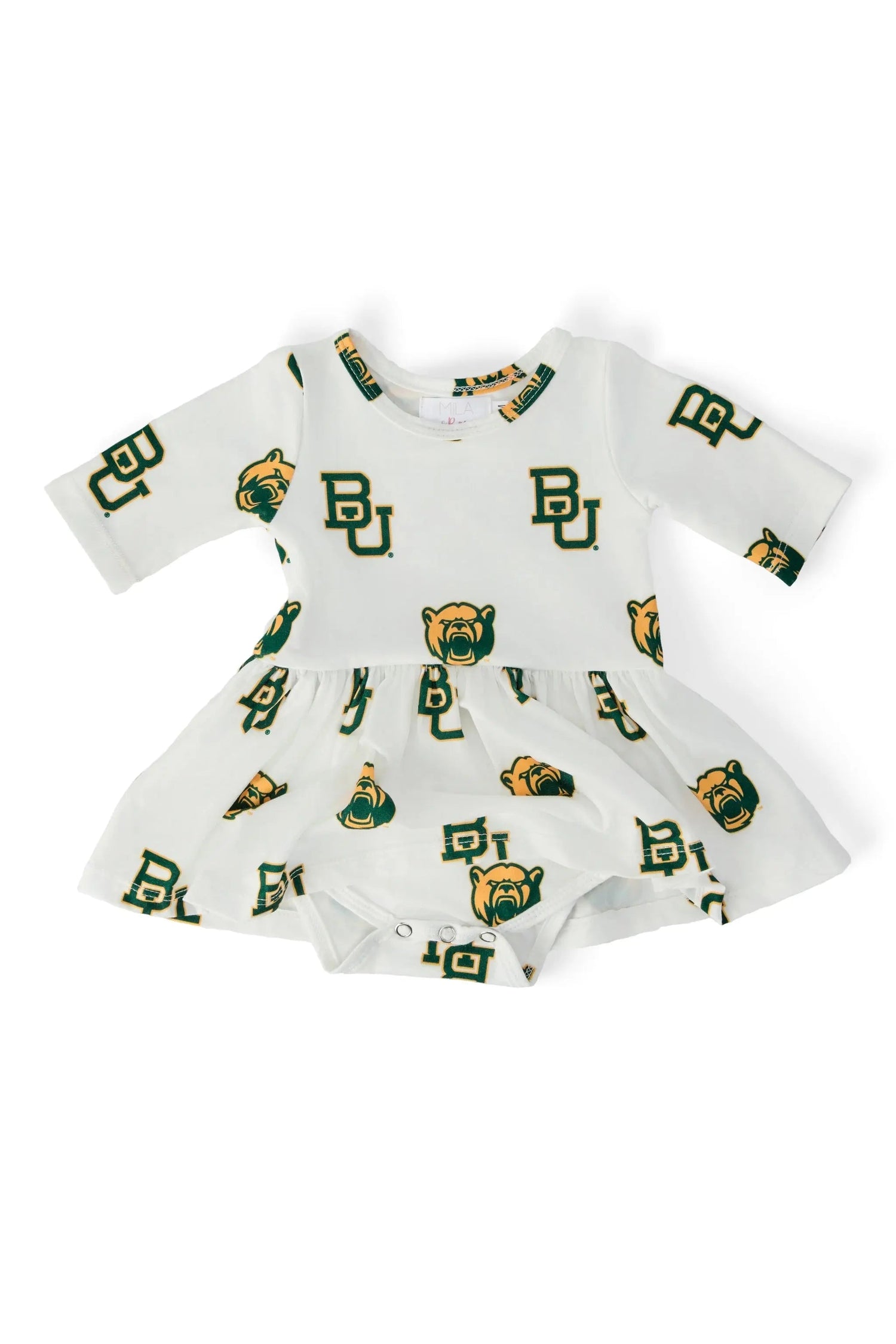 Mila & Rose ® Baylor White Bear 3/4 Sleeve Twirl Bodysuit - 