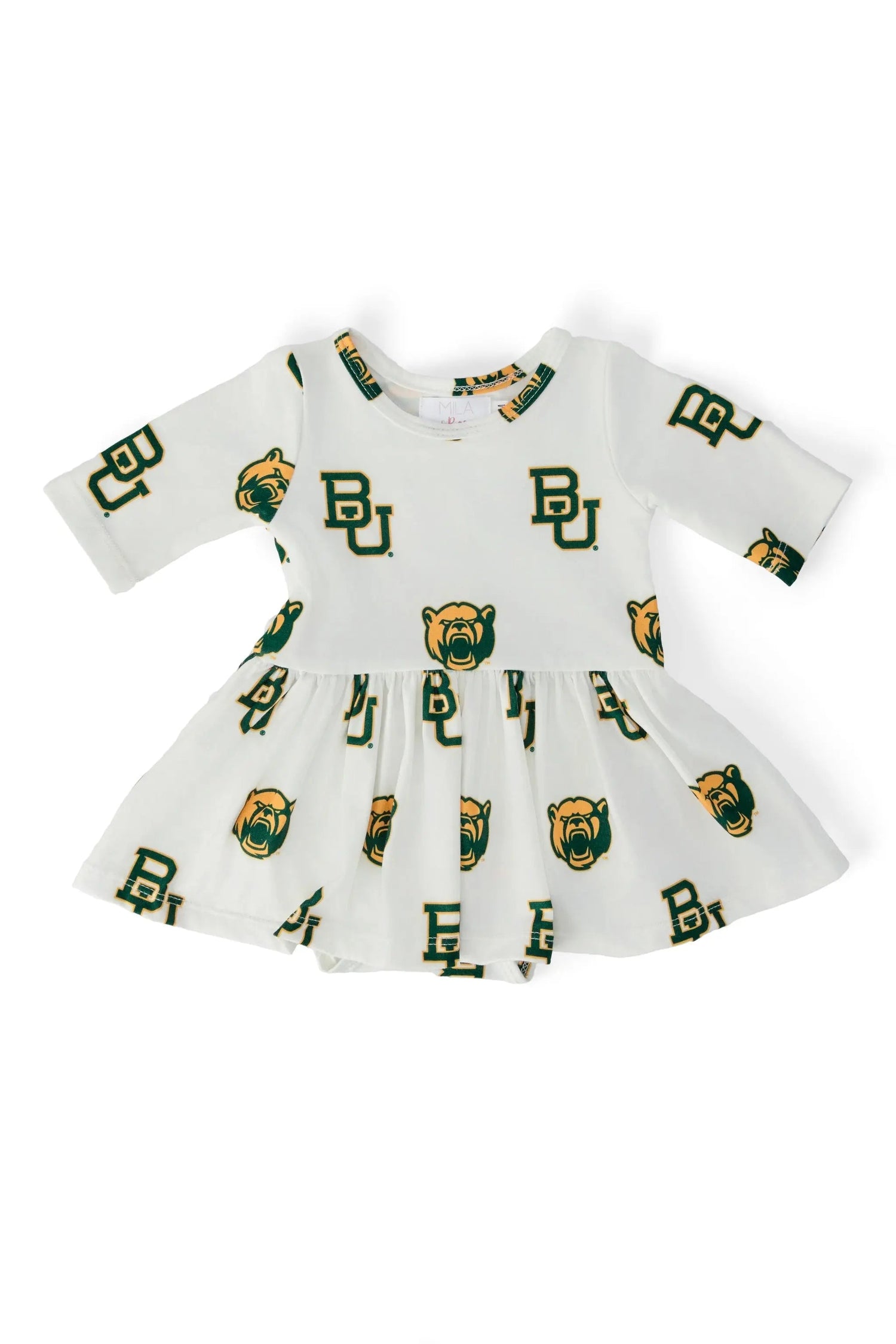 Mila & Rose ® Baylor White Bear 3/4 Sleeve Twirl Bodysuit - 