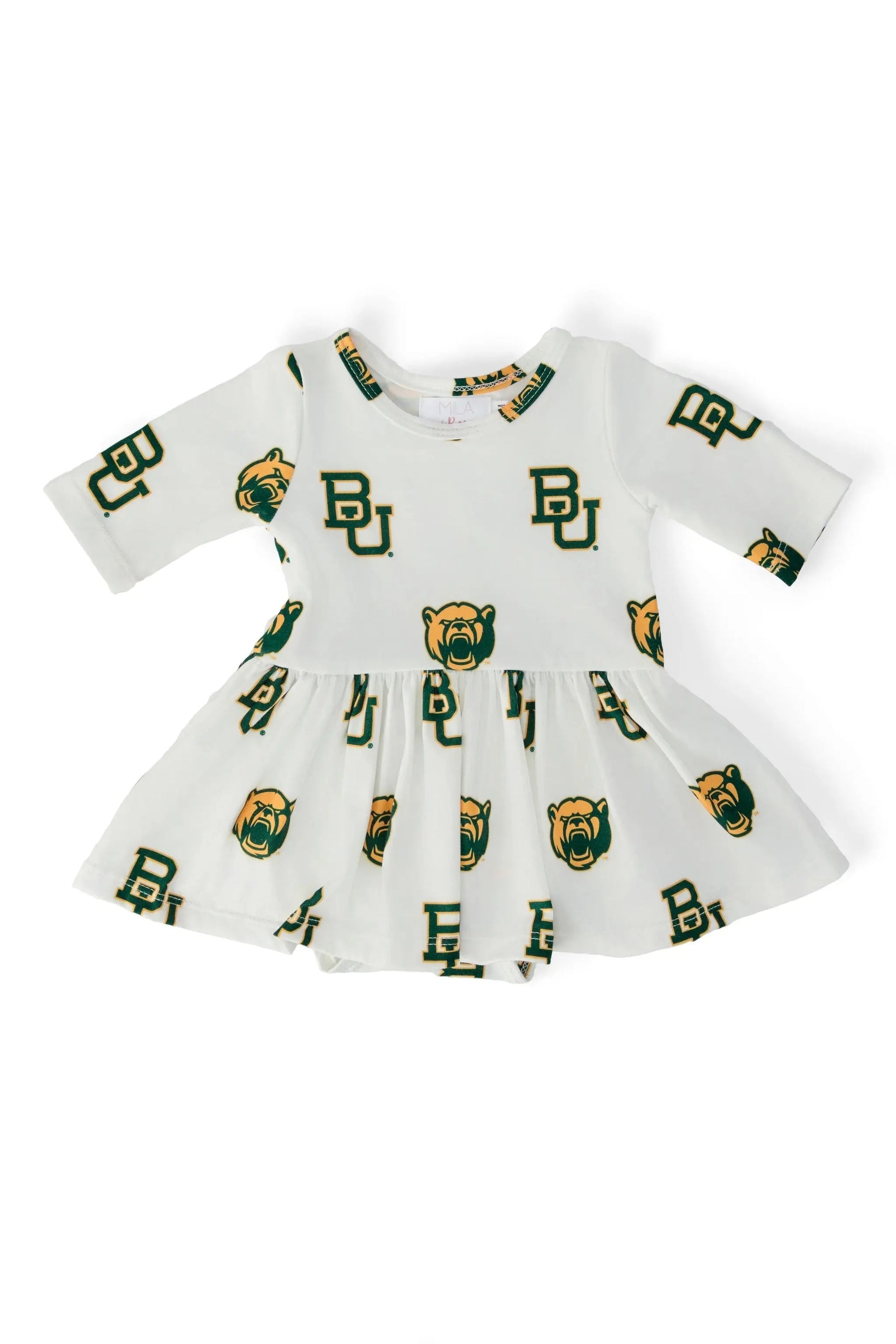 Mila & Rose ® Baylor White Bear 3/4 Sleeve Twirl Bodysuit - 