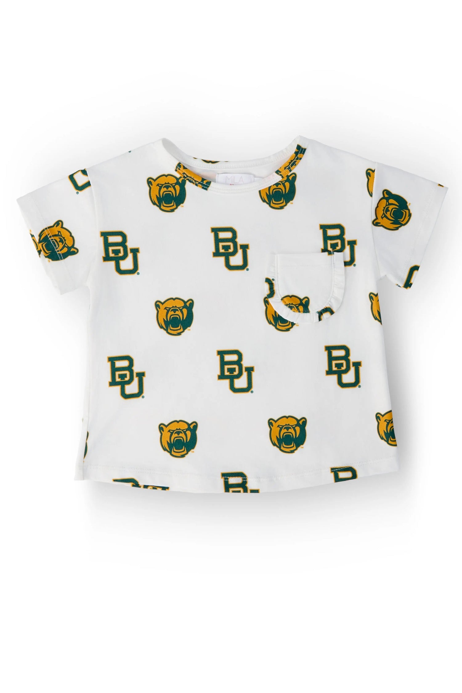 Mila & Rose ® Baylor White Bear Ruffle Pocket Tee - 