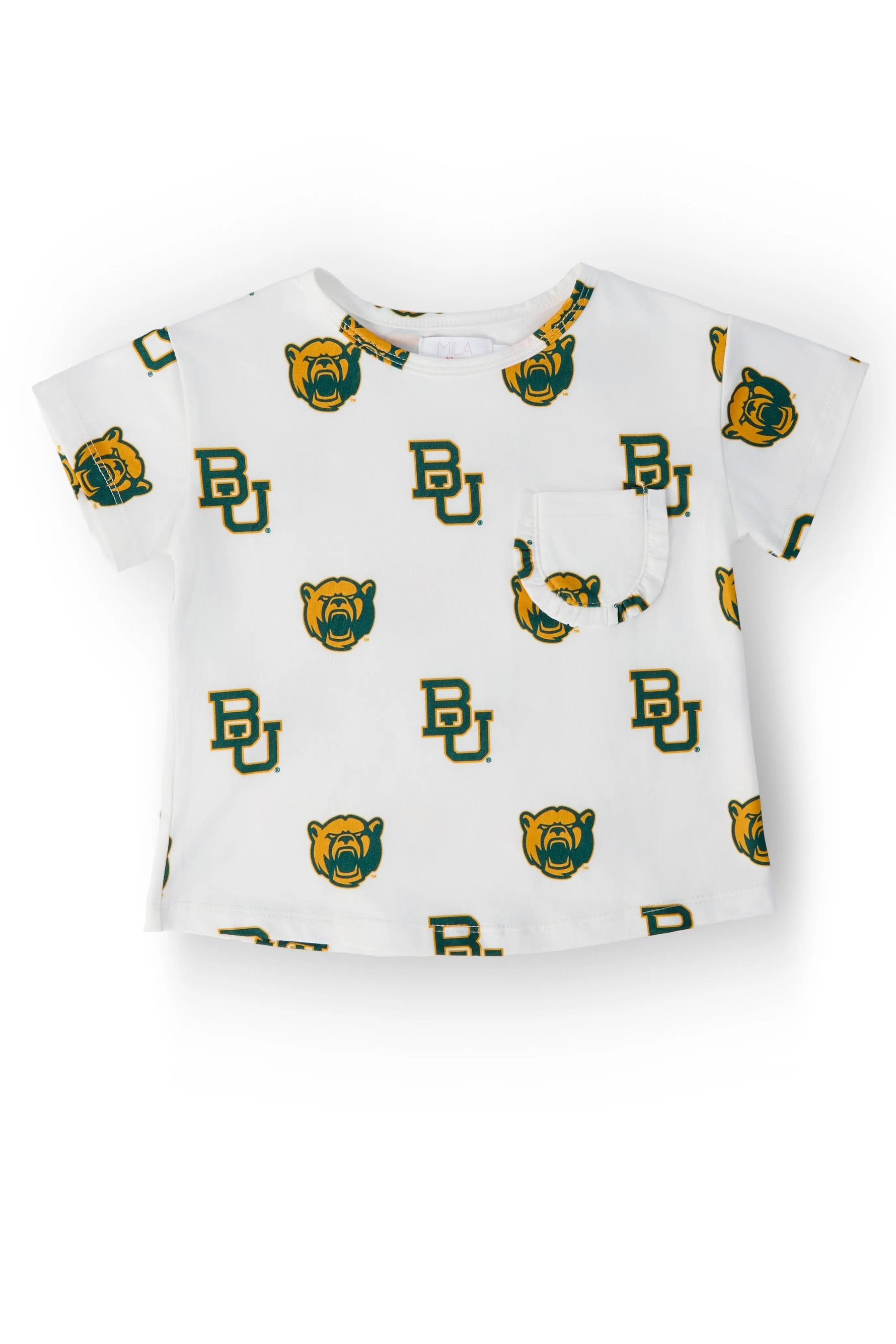 Mila & Rose ® Baylor White Bear Ruffle Pocket Tee - 