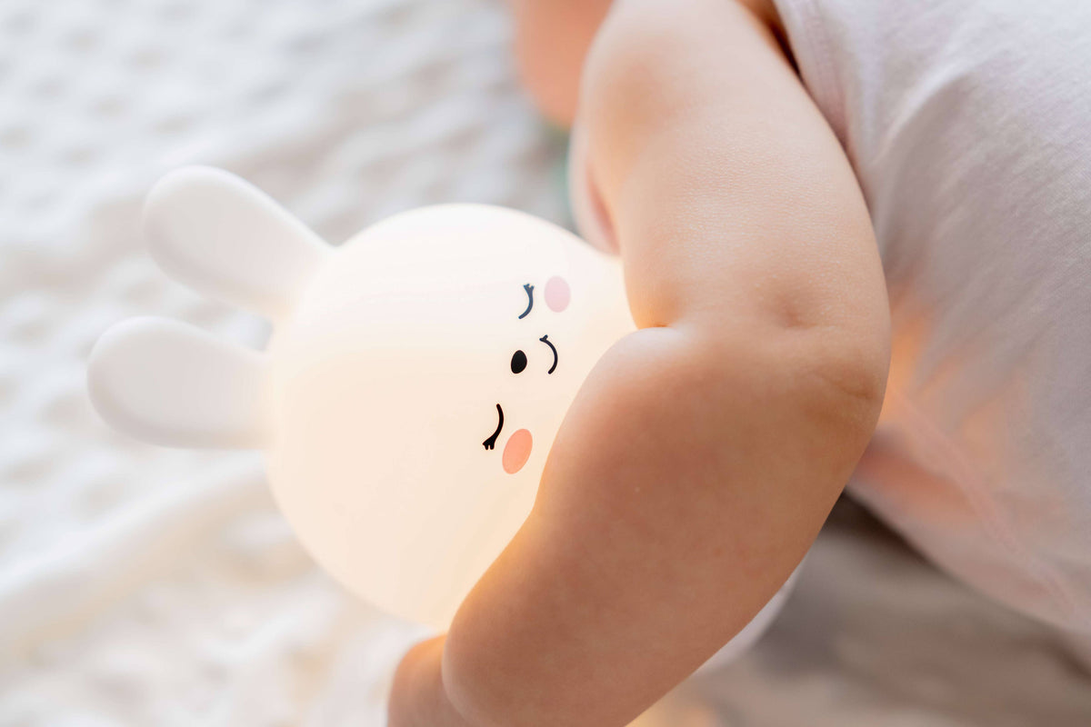 Sleeping Pal cordless bunny night lamp with soothing sounds for babies and kids.