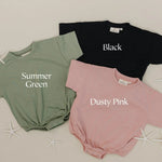 Little Joy Co. Beach Babe Cotton T Shirt Romper Snaps At Crotch Colors - Everetts Place Boutique - 