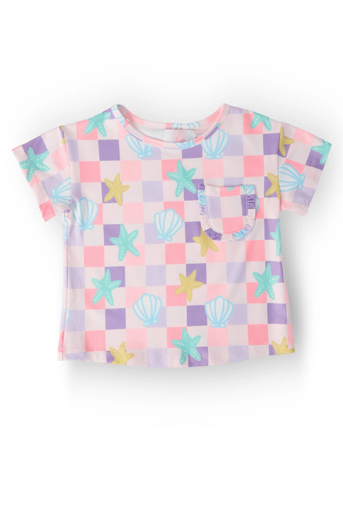 Beach Days Ruffle Pocket Tee - Textile, Pink, Baby & Toddler Clothing, Pattern, Crop top | Everetts Place