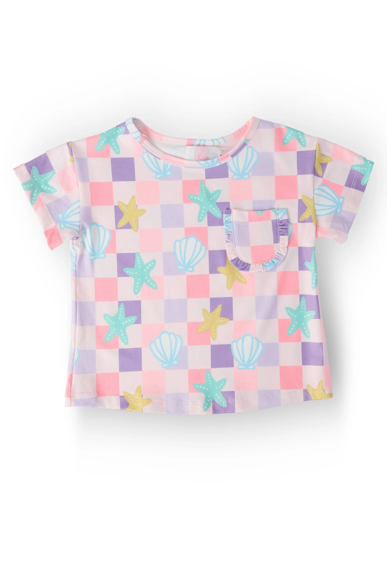 Beach Days Ruffle Pocket Tee - Textile, Pink, Baby & Toddler Clothing, Pattern, Crop top | Everetts Place