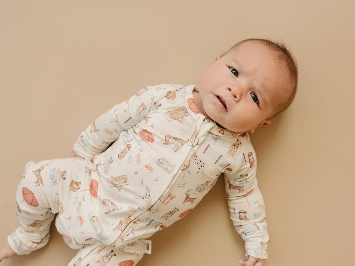 Little Joy Co. Beach Pawty Bamboo Zippy Pajamas Romper For Babies Cozy - Everetts Place Boutique - 