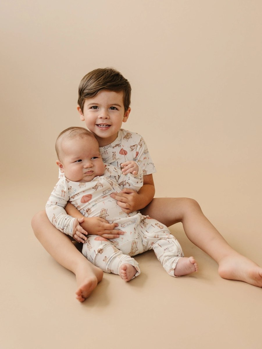 Little Joy Co. Beach Pawty Bamboo Zippy Pajamas Romper For Babies Cozy - Everetts Place Boutique - 
