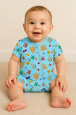 My First Beach Trip Shortie Romper with Snap Buttons | Baby Summer Outfit by Rayn’s Tiny Stitches