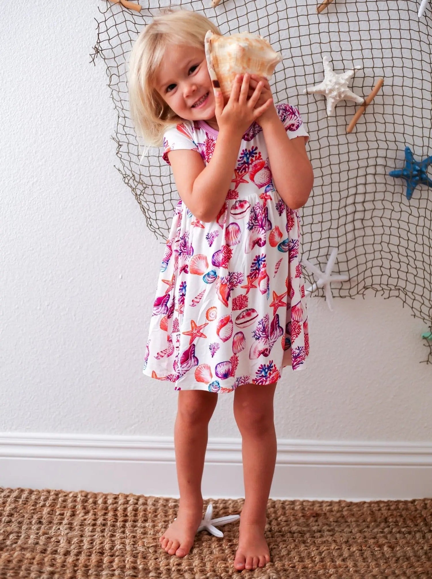 Bestaroo Beachy Keen Dress for Toddlers with Seashell Print - 