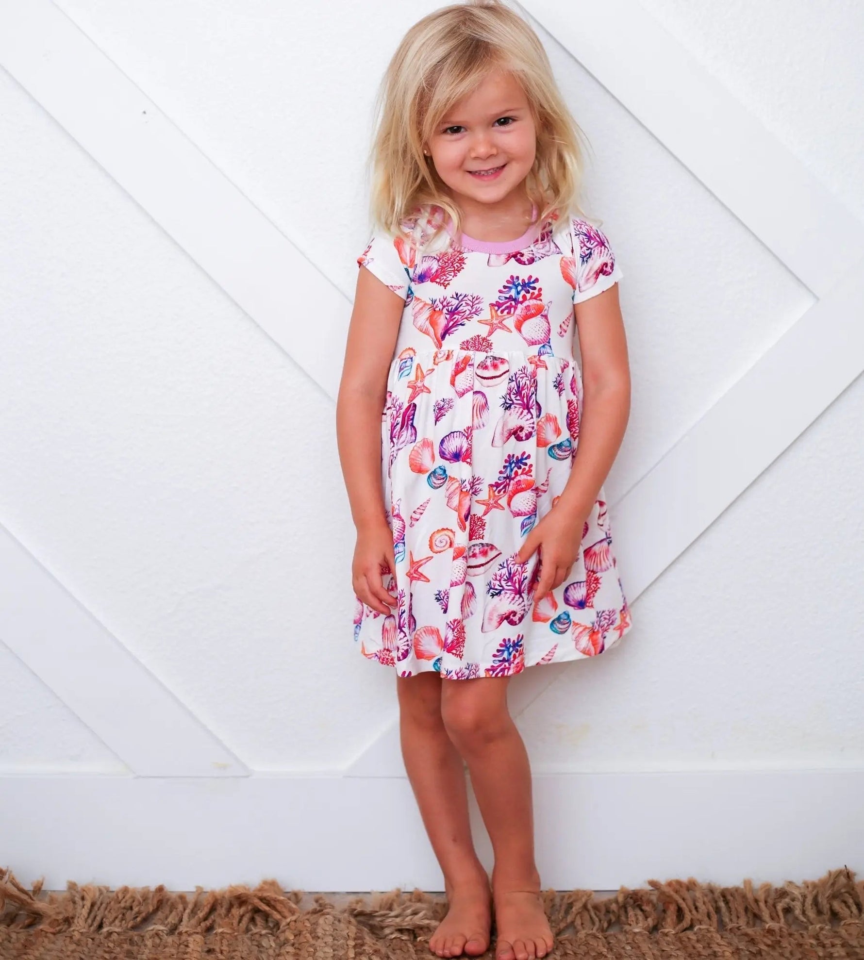 Bestaroo Beachy Keen Dress for Toddlers with Seashell Print - 