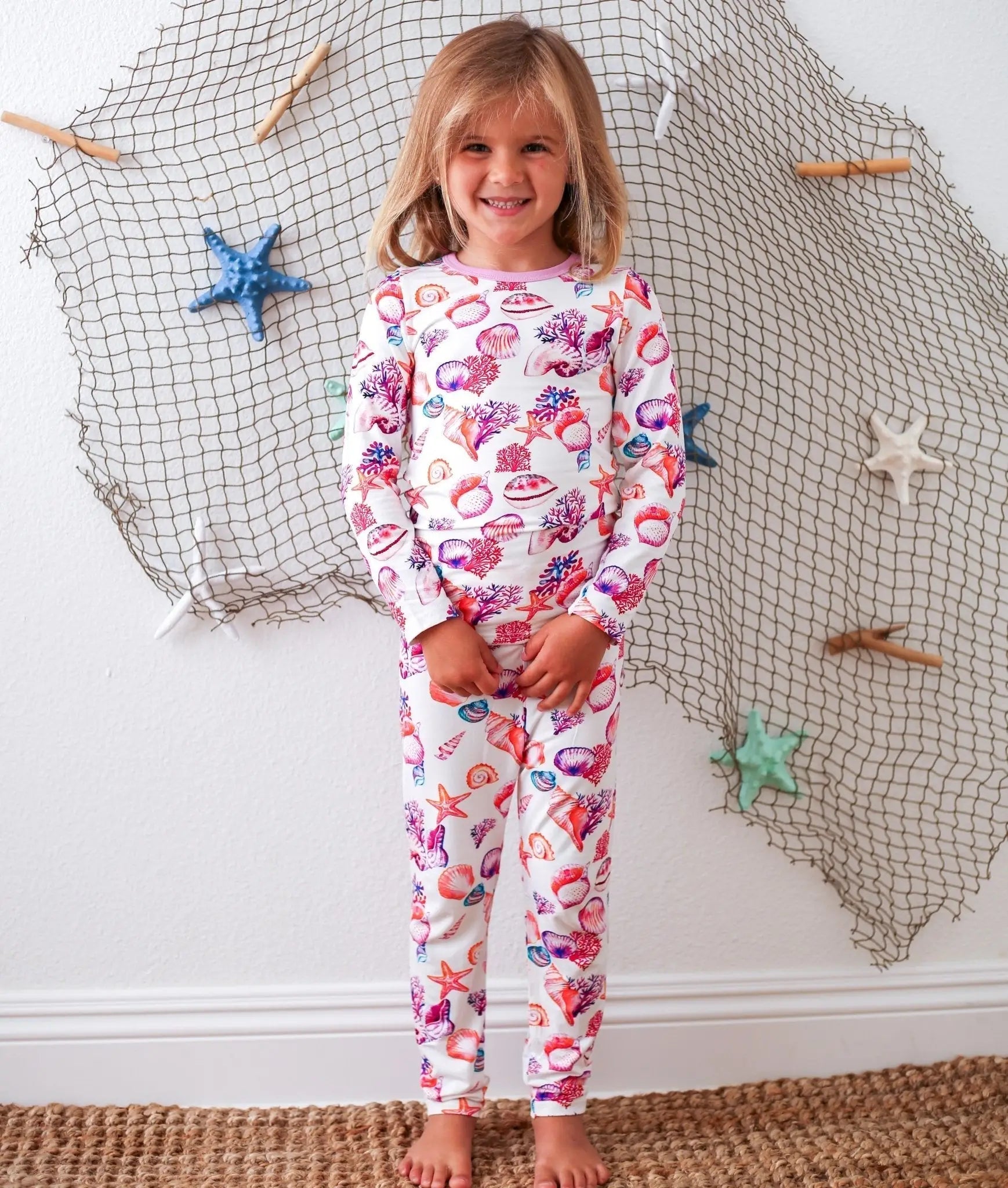 Bestaroo Beachy Keen Seashells Bamboo Pajama For Babies Sleepwear - 