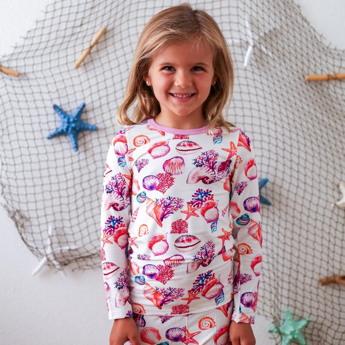 Bestaroo Beachy Keen Seashells Bamboo Pajama For Babies Sleepwear - 