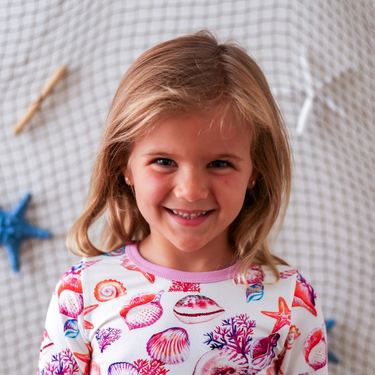 Bestaroo Beachy Keen Seashells Bamboo Pajama For Babies Sleepwear - 
