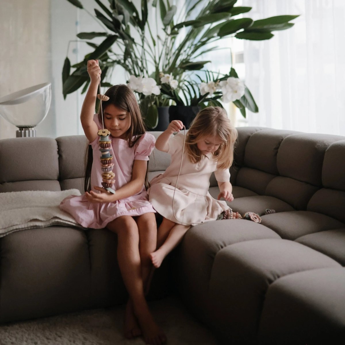 Mushie Bead Lacing Toy Set for Kids Fine Motor Skills and Creative Play - 