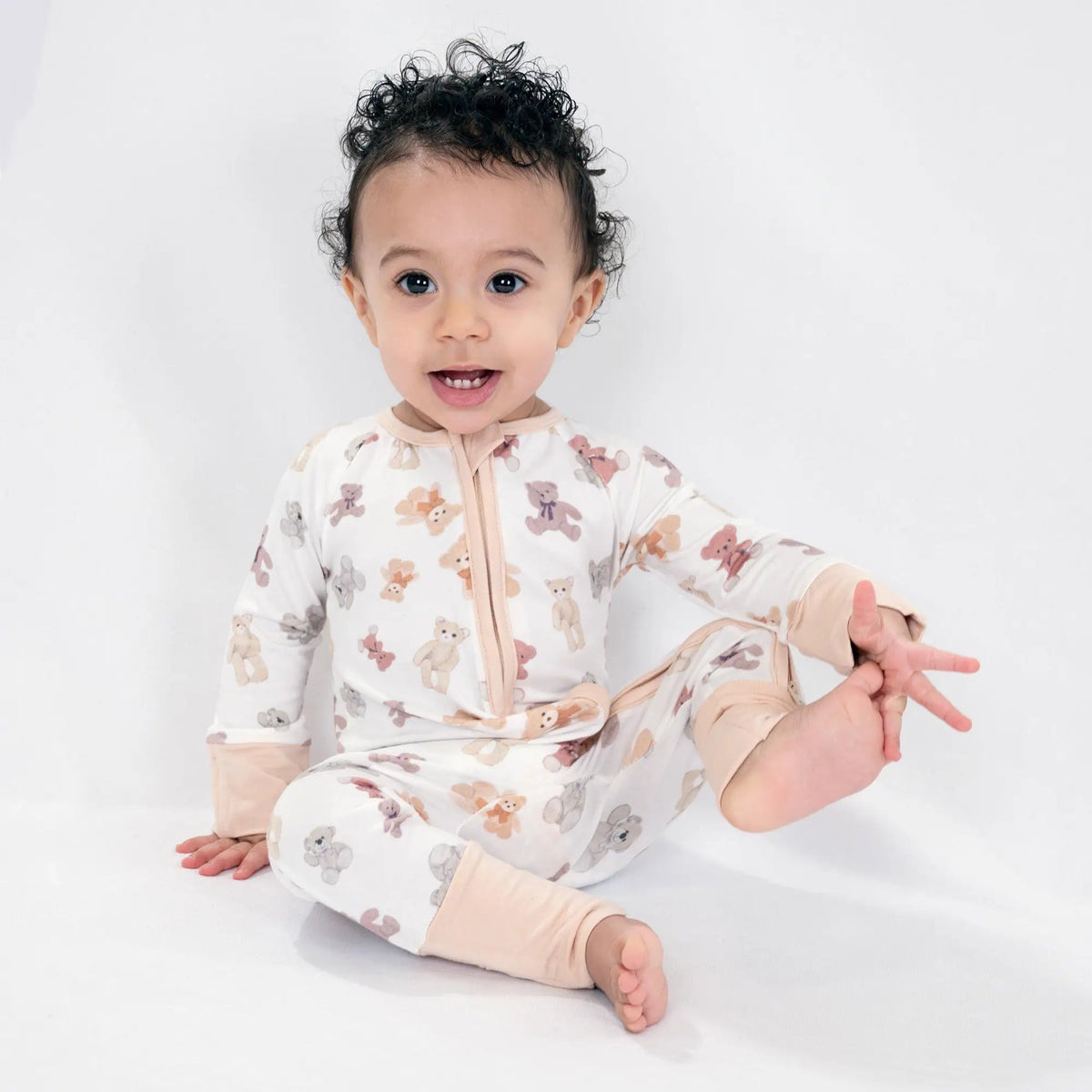 LollyBanks Bear Hugs Zipper One Piece Pajama - 