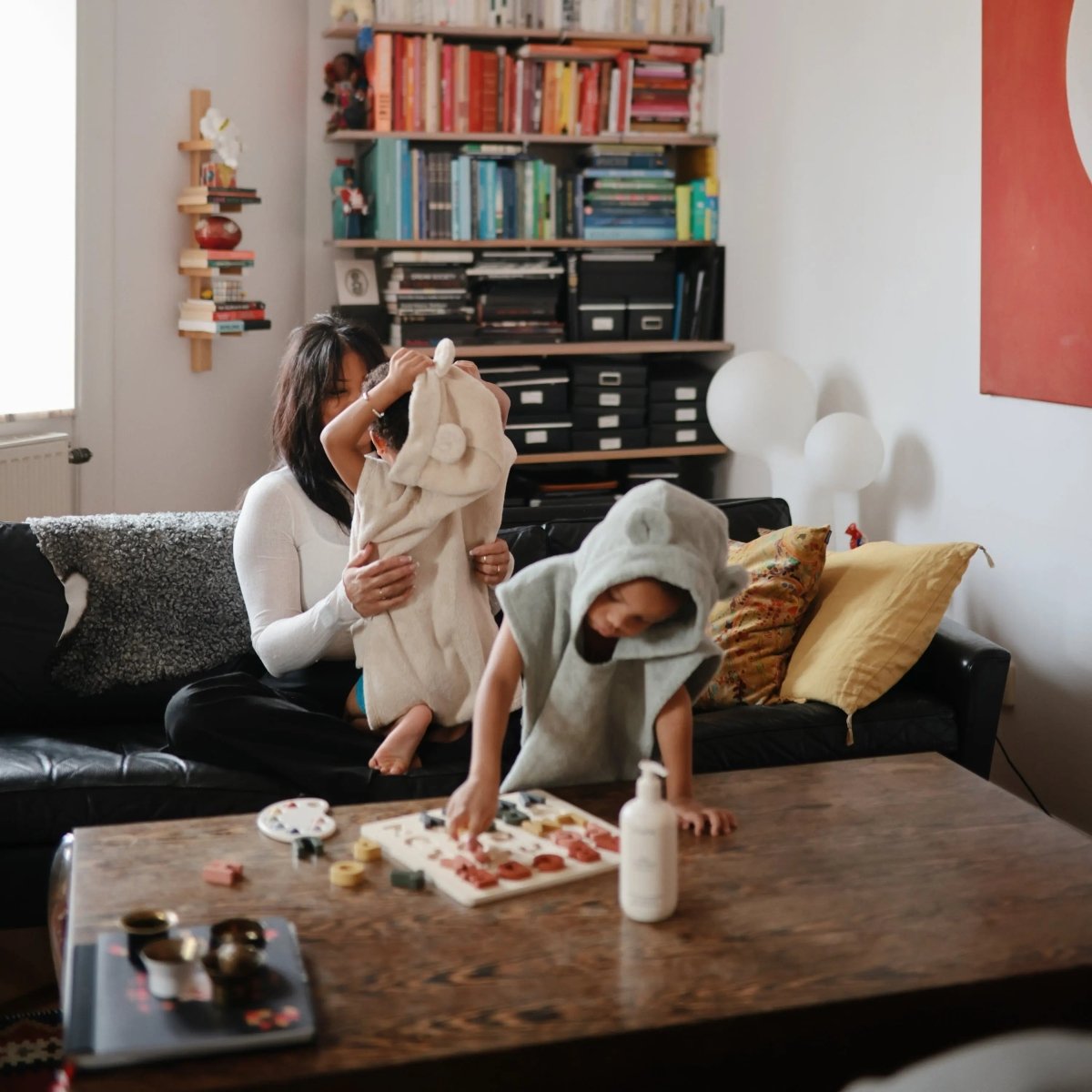 Mushie Bear Poncho Towel for Kids Made from 100 Percent Organic Cotton Soft and Absorbent Perfect for Bath Time