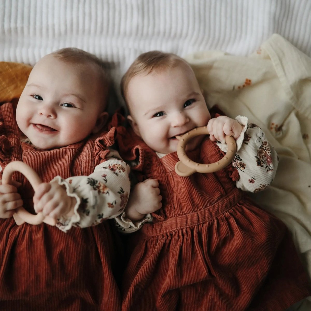 Mushie Bear Teether for Babies 100 Percent Non-Toxic Food-Grade Silicone Easy Grasp Design Stylish Colors -