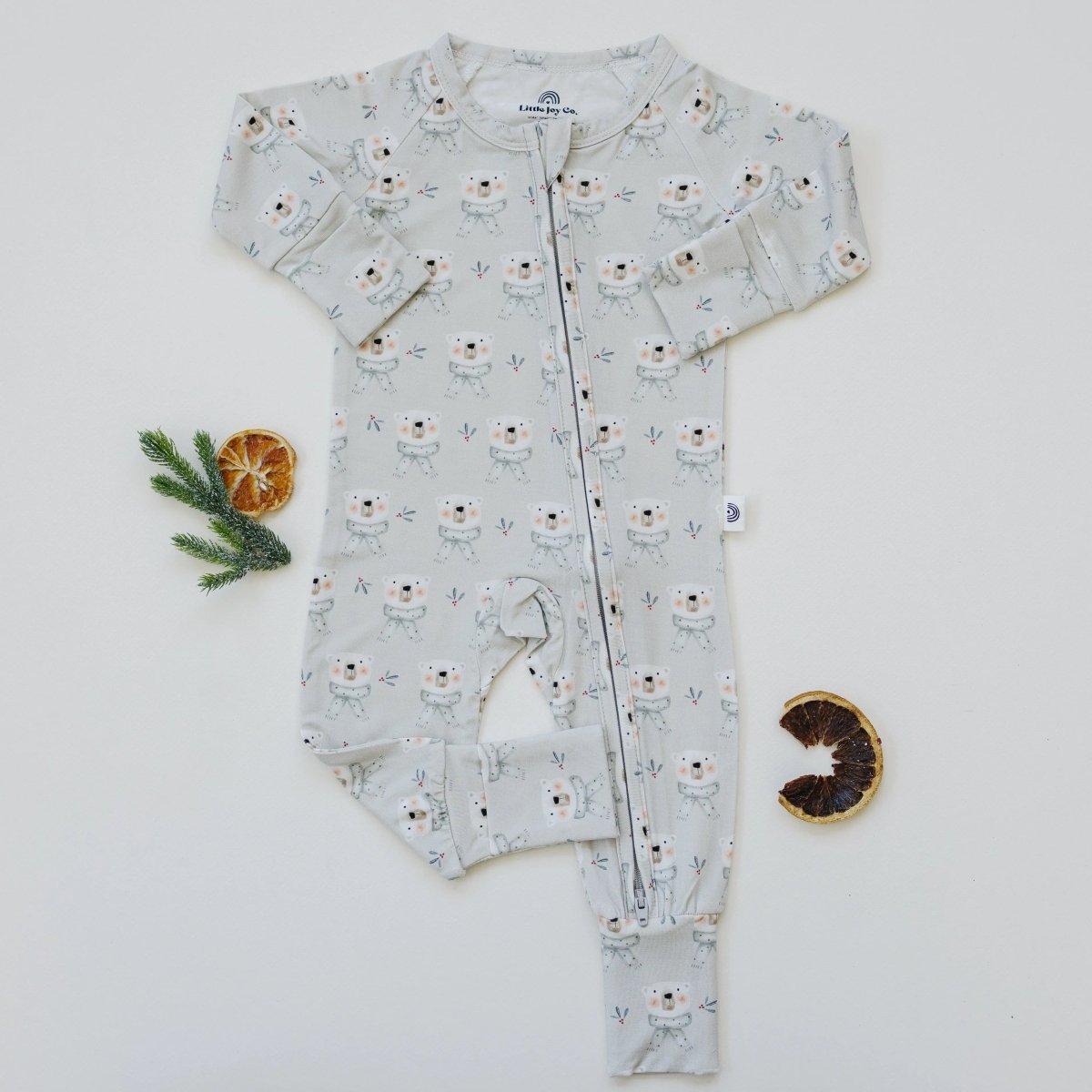 Little Joy Co. Beary Sleepy Bamboo Zippy Romper With Foldover Feet - Everetts Place Boutique - 