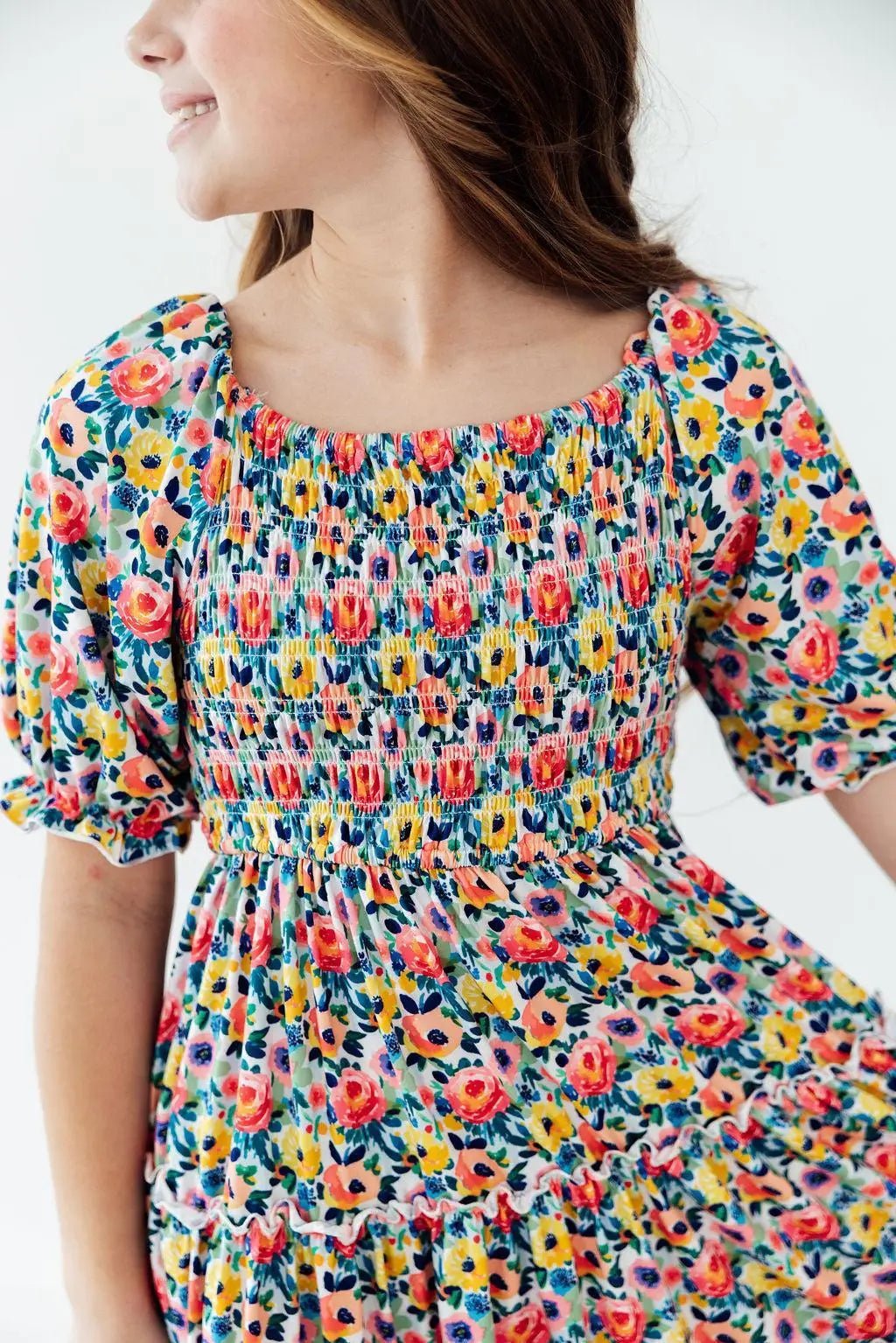 Mila & Rose ® Beautiful Blossoms Smocked Ruffle Dress - 
