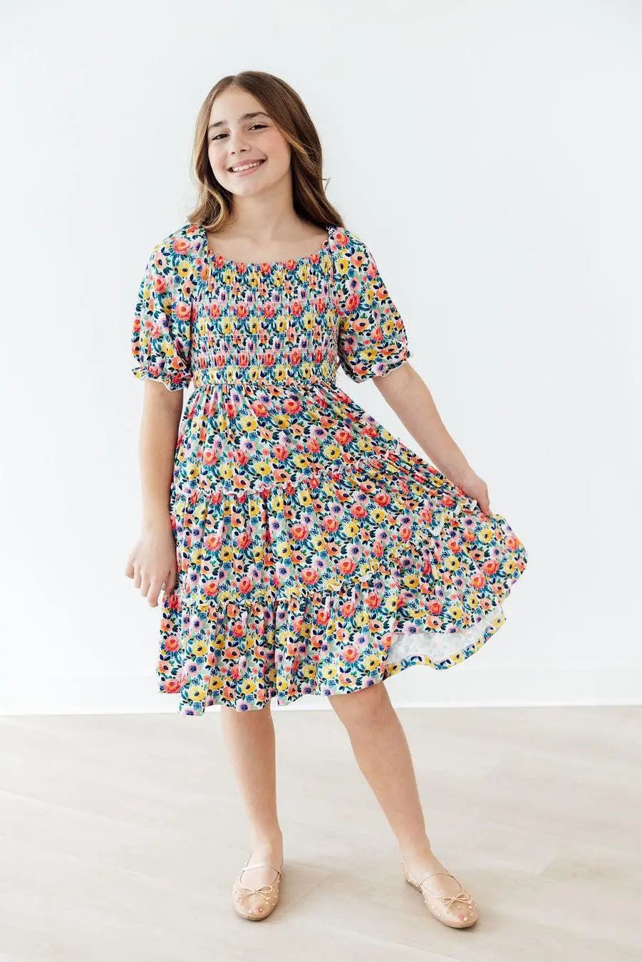 Mila & Rose ® Beautiful Blossoms Smocked Ruffle Dress - 