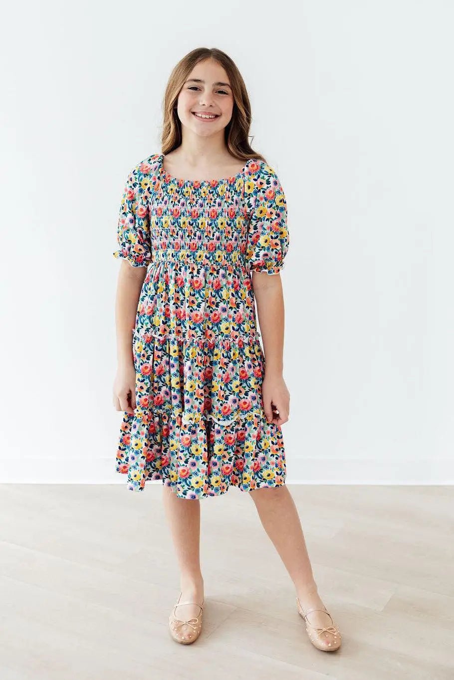 Mila & Rose ® Beautiful Blossoms Smocked Ruffle Dress - 