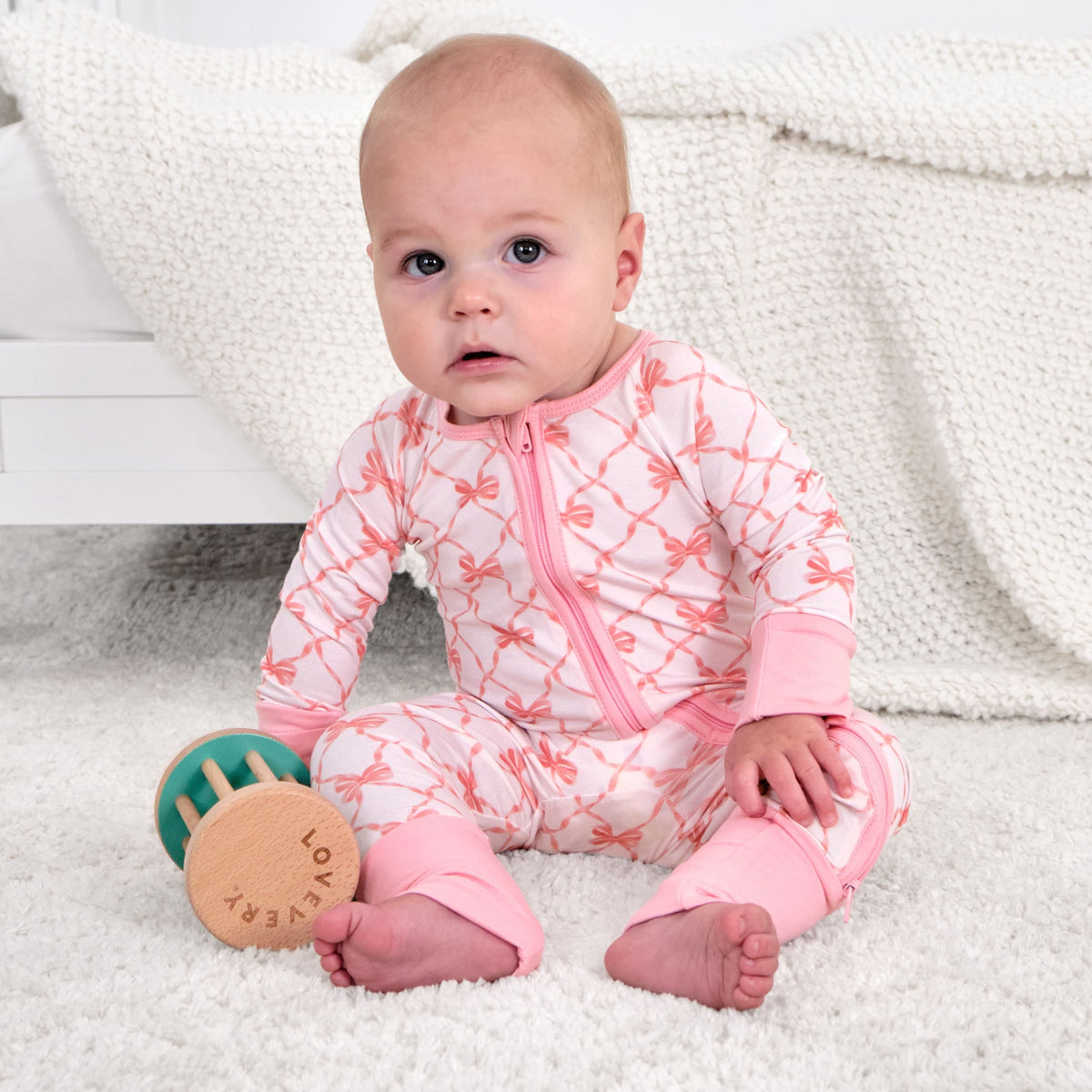 LollyBanks Beautiful Bows Zipper One Piece PajamaEveretts Place