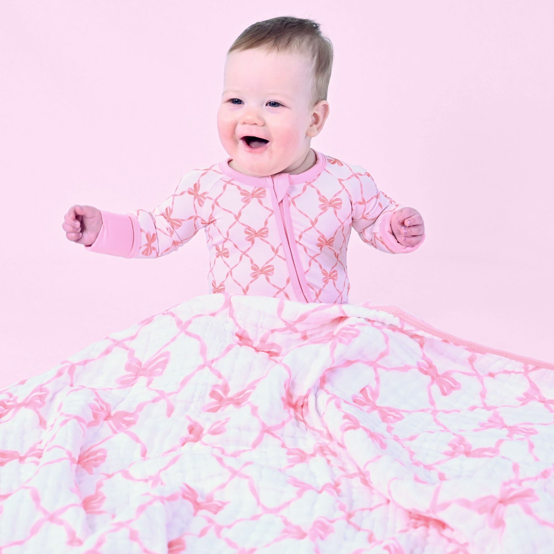 LollyBanks Beautiful Bows Zipper One Piece PajamaEveretts Place