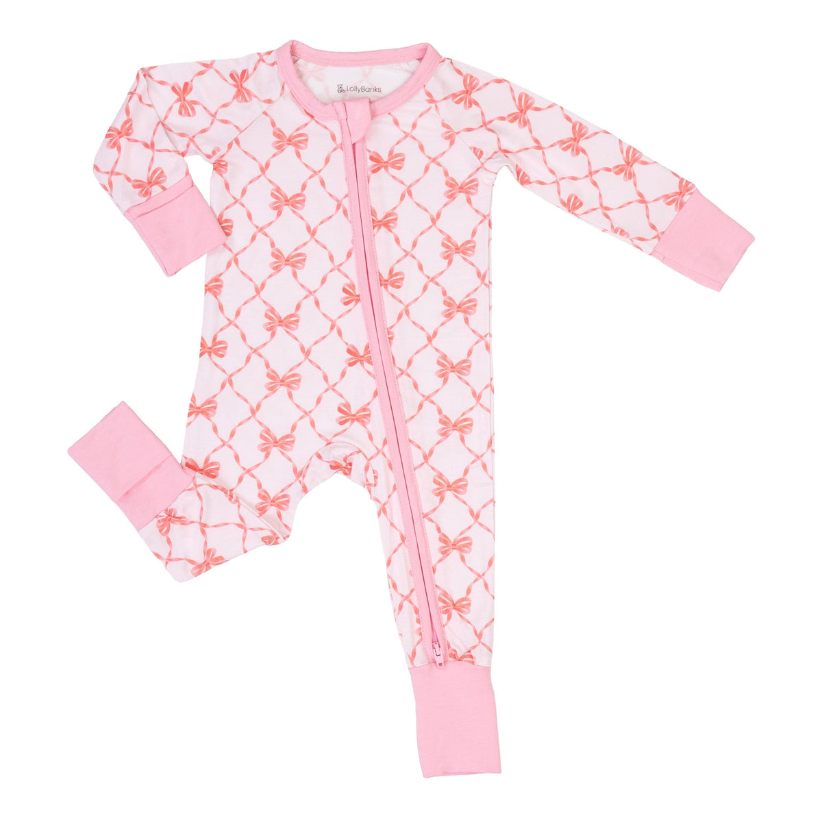 LollyBanks Beautiful Bows Zipper One Piece PajamaEveretts Place