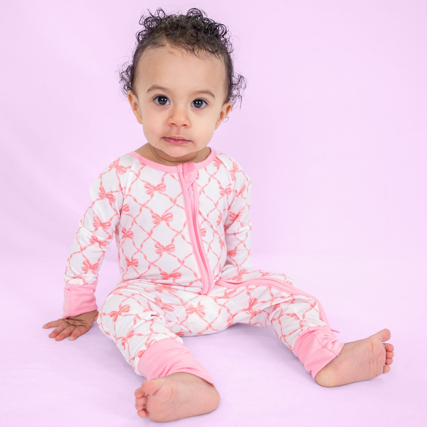 LollyBanks Beautiful Bows Zipper One Piece PajamaEveretts Place